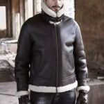 Stephen Dark Coffee Brown SF Shearling Jacket