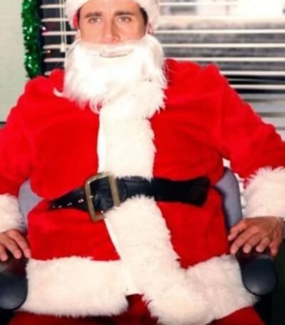 Steve Carell The Office Santa Claus Red Costume Jacket