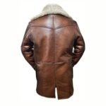 Steven Buttoned Closure Distressed Shearling Leather Coat
