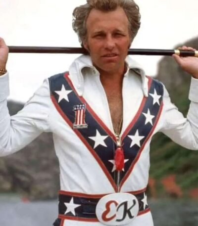 Stunt Performer Daredevil Evel Knievel White Leather Jacket