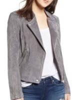 Supergirl S06 Nia Nal Grey Biker Suede Leather Jacket