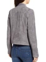 Supergirl S06 Nia Nal Grey Biker Suede Leather Jacket