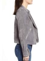 Supergirl S06 Nia Nal Grey Biker Suede Leather Jacket