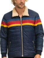 Superman and Lois Jonathan Kent Puffer Striped Sherpa Jacket