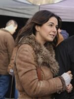 Superman and Lois Lana Lang Brown Leather Long Sherpa Coat