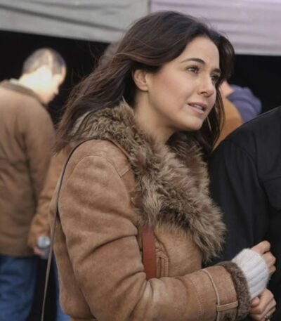 Superman and Lois Lana Lang Brown Leather Long Sherpa Coat