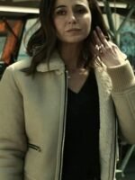 Superman and Lois Lara Lang Cushing Fur Collar Bomber Jacket
