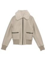 Superman and Lois Lara Lang Cushing Fur Collar Bomber Jacket