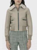 Superman and Lois Lara Lang Cushing Fur Collar Bomber Jacket