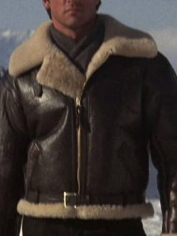 Sylvester Stallone Shearling Aviator Leather Jacket