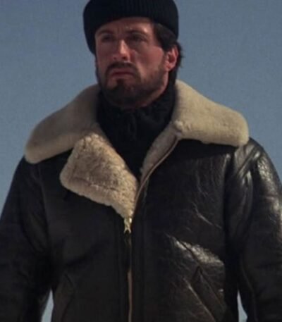 Sylvester Stallone Shearling Aviator Leather Jacket