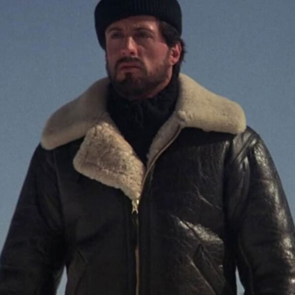 Sylvester Stallone Shearling Aviator Leather Jacket