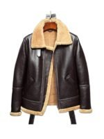 Taryn Brown Leather Shearling SF Aviator Jacket