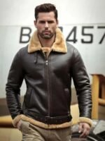 Taryn Brown Leather Shearling SF Aviator Jacket