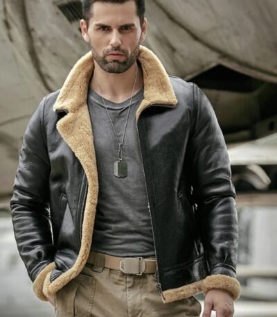 Taryn Brown Leather Shearling SF Aviator Jacket