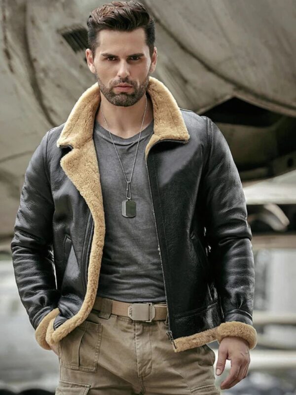 Taryn Brown Leather Shearling SF Aviator Jacket