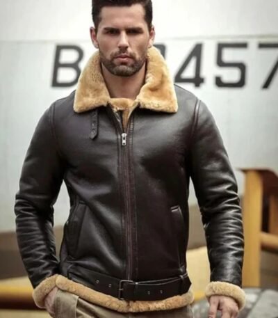 Taryn Brown Leather Shearling SF Aviator Jacket
