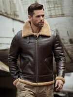 Taryn Brown Leather Shearling SF Aviator Jacket