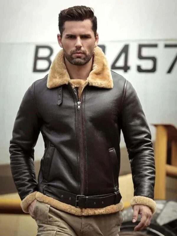 Taryn Brown Leather Shearling SF Aviator Jacket
