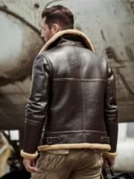 Taryn Brown Leather Shearling SF Aviator Jacket