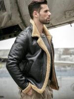 Taryn Brown Leather Shearling SF Aviator Jacket
