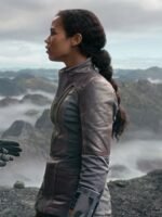 Taylor Russell Brown Leather Jacket Lost In Space