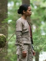 Taylor Russell Gray Leather Jacket Lost In Space