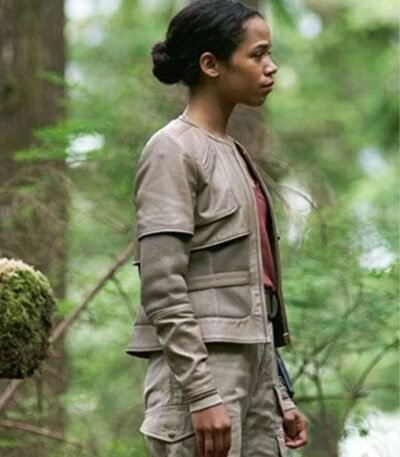 Taylor Russell Gray Leather Jacket Lost In Space