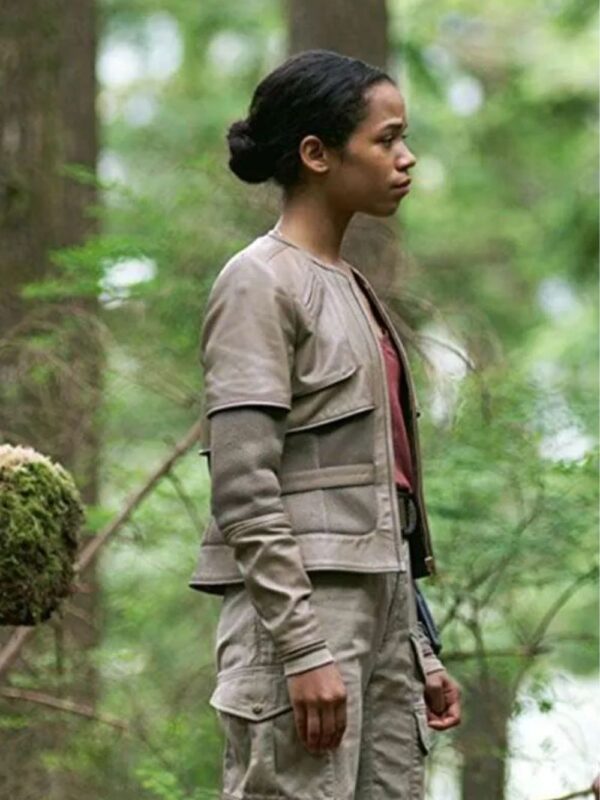 Taylor Russell Gray Leather Jacket Lost In Space