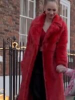 Ted Lasso Juno Temple Long Red Fur Coat
