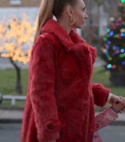 Ted Lasso Juno Temple Long Red Fur Coat