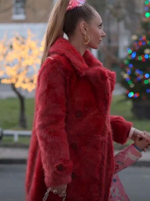 Ted Lasso Juno Temple Long Red Fur Coat