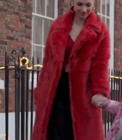 Ted Lasso Juno Temple Long Red Fur Coat