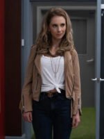 Ted Lasso Keeley Brown Suede Leather Biker Jacket