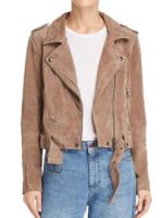 Ted Lasso Keeley Brown Suede Leather Biker Jacket