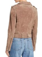Ted Lasso Keeley Brown Suede Leather Biker Jacket