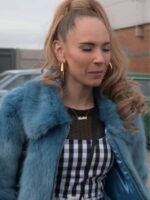 Ted Lasso Keeley Jones Blue Faux Fur Jacket