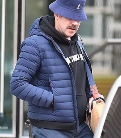 Ted Lasso S03 Jason Sudeikis Blue Hooded Puffer Jacket