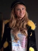 Ted Lasso S3 Juno Temple Black and Yellow Fur Jacket