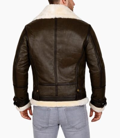 Terry Army B-3 Shearling Green Leather Aviator Jacket