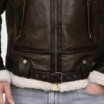 Terry Army B-3 Shearling Green Leather Aviator Jacket