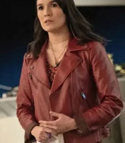 The Afterparty S1 E8 Zoe Chao Brown Leather Jacket