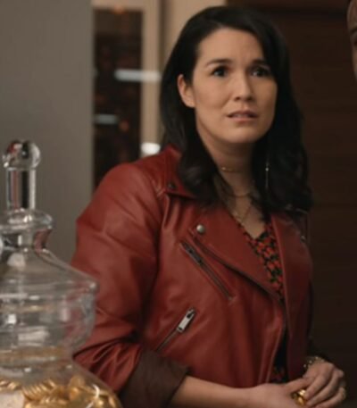 The Afterparty S1 E8 Zoe Chao Brown Leather Jacket