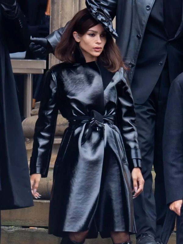 The Batman 2022 Selina Kyle Catwoman Black Leather Coat