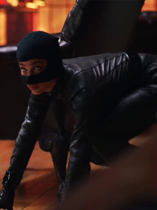 The Batman 2022 Selina Kyle Catwoman Black Leather Jacket
