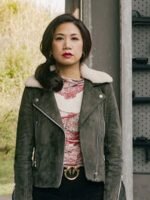 The Equalizer Melody Bayani Grey Biker Suede Jacket