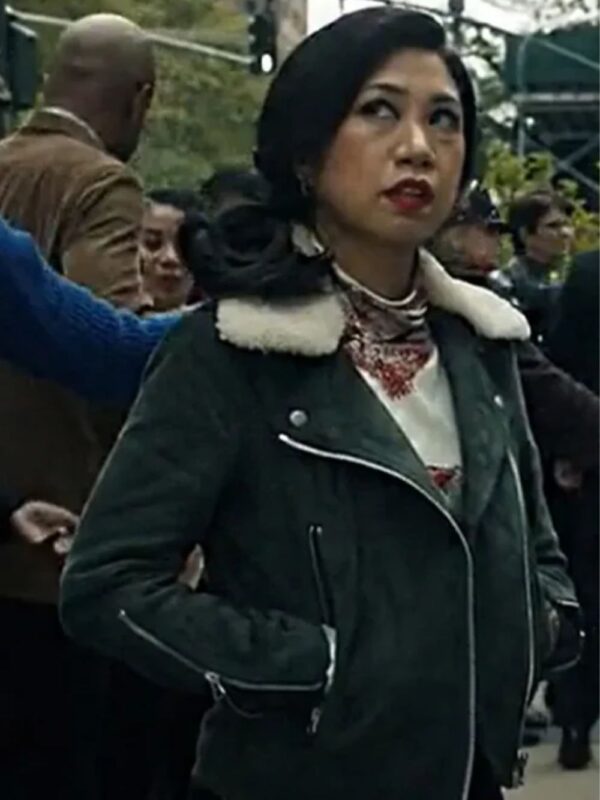 The Equalizer Melody Bayani Grey Biker Suede Jacket