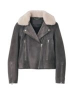 The Equalizer Melody Bayani Grey Biker Suede Jacket