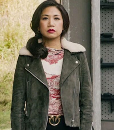 The Equalizer Melody Bayani Grey Biker Suede Jacket