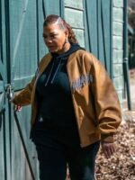 The Equalizer Queen Latifah Fringe Brown Bomber Jacket